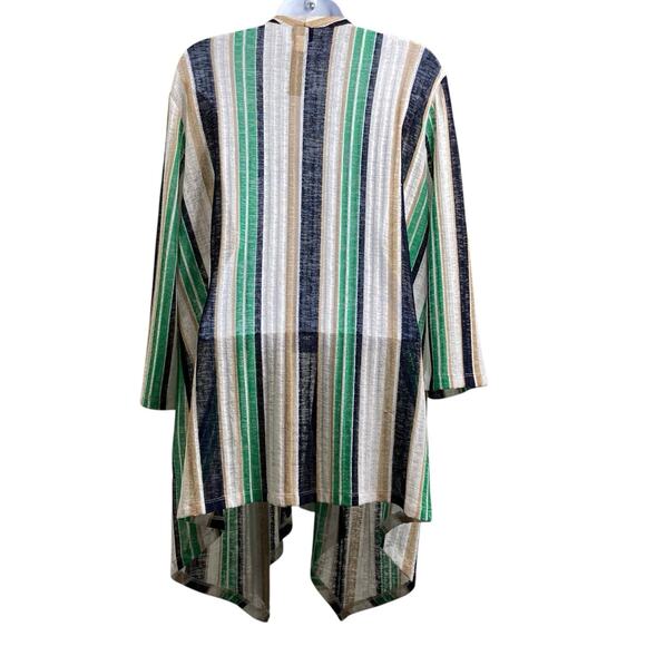 Chico's Travelers Green Striped Open‎ Front Kimono Cardigan Size 3 XL Statement - Picture 2 of 11